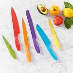 Amazon Basics 12-Piece Color-Coded Kitchen Knife Set, 6 Knives with 6 Blade Guards