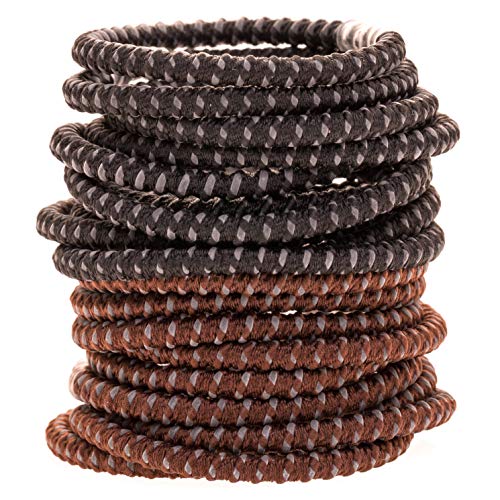 Hair Ties for Thick Hair Ties 20 Pcs Elastic Hair Ties No Crease Hair Ties for Girls Ponytail Holders Hair Tie Hair Elastics - Brown Black Hair Ties for Women
