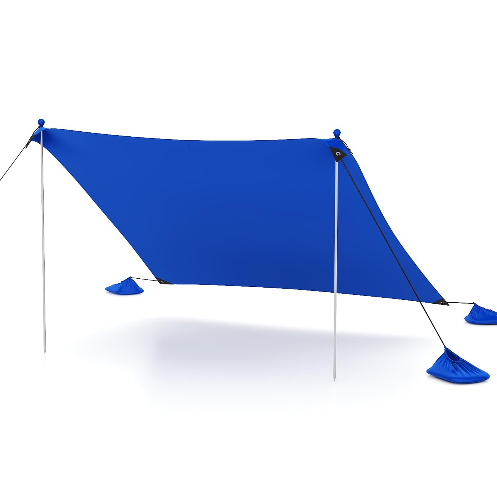 COSTWAY Namiot plażowy 300 x 300 cm, UPF 50+, namiot słoneczny z kotwami do piasku, workami na piasek i 2 drążkami podporowymi, przenośna ochrona przed słońcem, dach przeciwsłoneczny na plażę