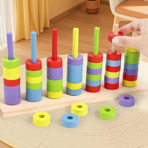 Jeu d'empilage en bois Sharplace pour capter l'attention et trier les couleurs