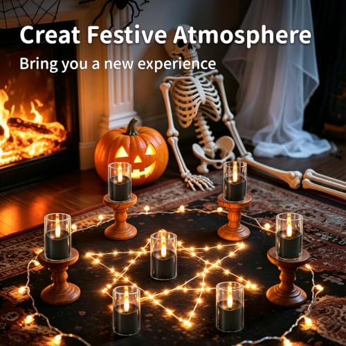 Image of Small Rechargeable Flameless Tea Lights Candles with Timer Remote