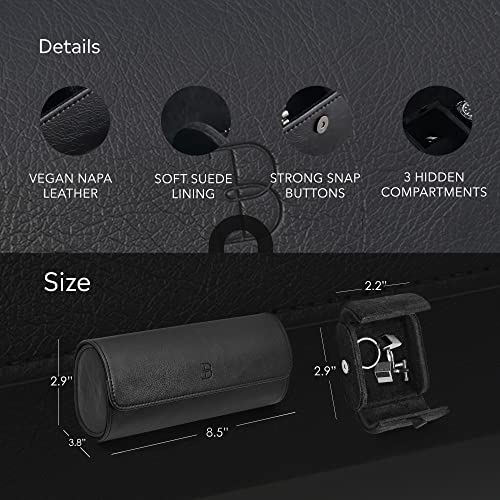 Boshku Leather Watch Roll Travel Case – Watch Travel Case For Men – Travel Watch Cases For Men – 3 Watch Case Travel – Black Watch Roll Case – Leather Watch Case Travel – Watch Leather Travel Case #TOP2