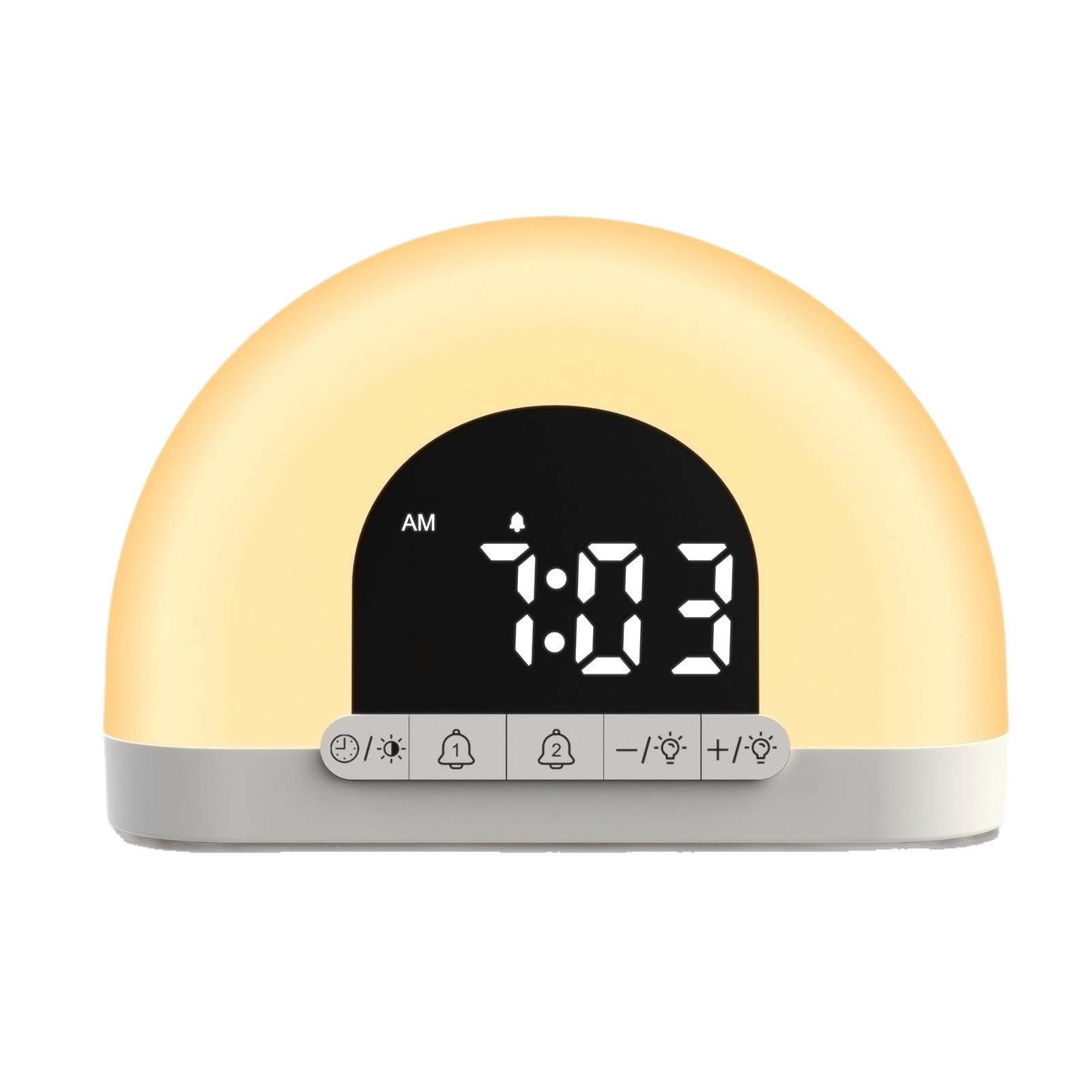 Réveil Lumineux Wake Up Light Sunrise, Double Alarme, Simulation Douce Du Lever Du Soleil, Affichage à 4 Niveaux, Batterie De Secours, Design Compact pour La Chambre à Coucher