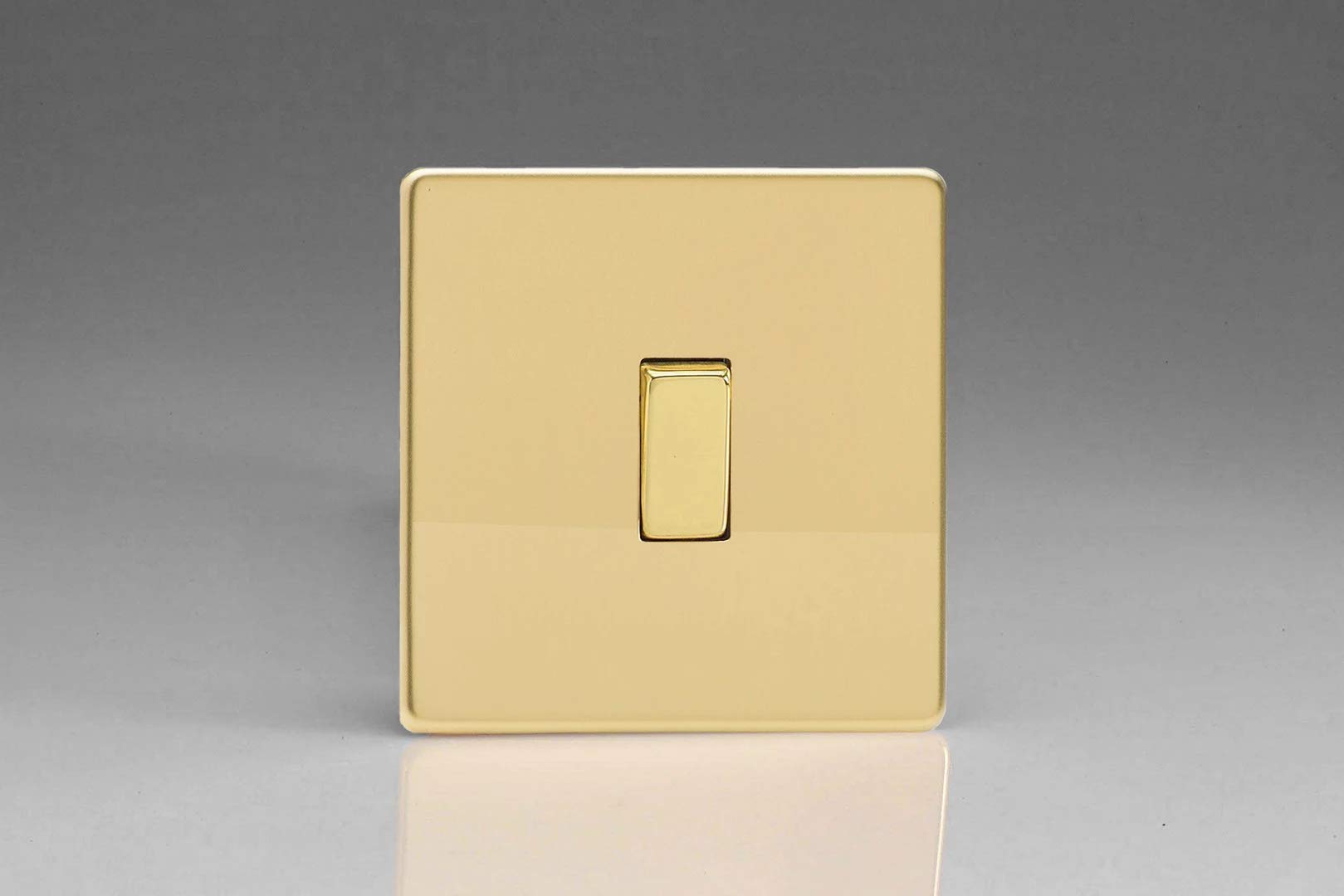 XDV1S Varilight Flat Plate Screwless Polished Brass 1 Gang Light Switch