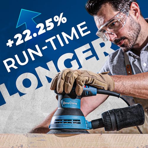 Image of Dong Cheng 5-Inch Random Orbital Sander 3 Amp 12000OPM, 6 Variable Speeds, with 10pcs Sandpaper & Detachable Dust Bag, Sanding for Woodworking, Refinish Furniture & Remove Varnish