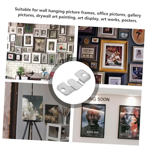 Image of Holibanna 12pcs Stainless Steel Photo Hangers for Wall Heavy Duty Buckle Hangers for Office and Home Decor