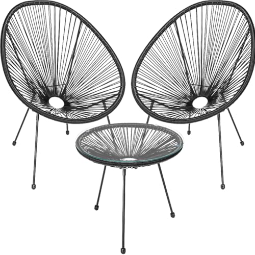 Design elegante e moderno: Questo set da esterno unisce estetica e funzionalità con un look raffinato e contemporaneo. Le poltrone in polyrattan da 70 x 69 cm offrono un tocco di stile perfetto per terrazzi, balconi o giardini, mentre il tavolino da 50 x 50 cm con piano in vetro aggiunge praticità senza rinunciare all’eleganza. Comfort e resistenza: Le poltrone ergonomiche garantiscono un comfort ottimale grazie alla loro struttura avvolgente e ai materiali flessibili che si adattano al corpo.