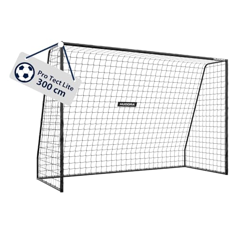 HUDORA Fußballtor Pro Tect 300 Lite Garten Fussballtor mit Pfosten-Polsterung für den Outdoor Einsatz schneller Aufbau Dank Click-Verbindungen Stabiles Tor aus Stahl für Kinder/Jugendliche