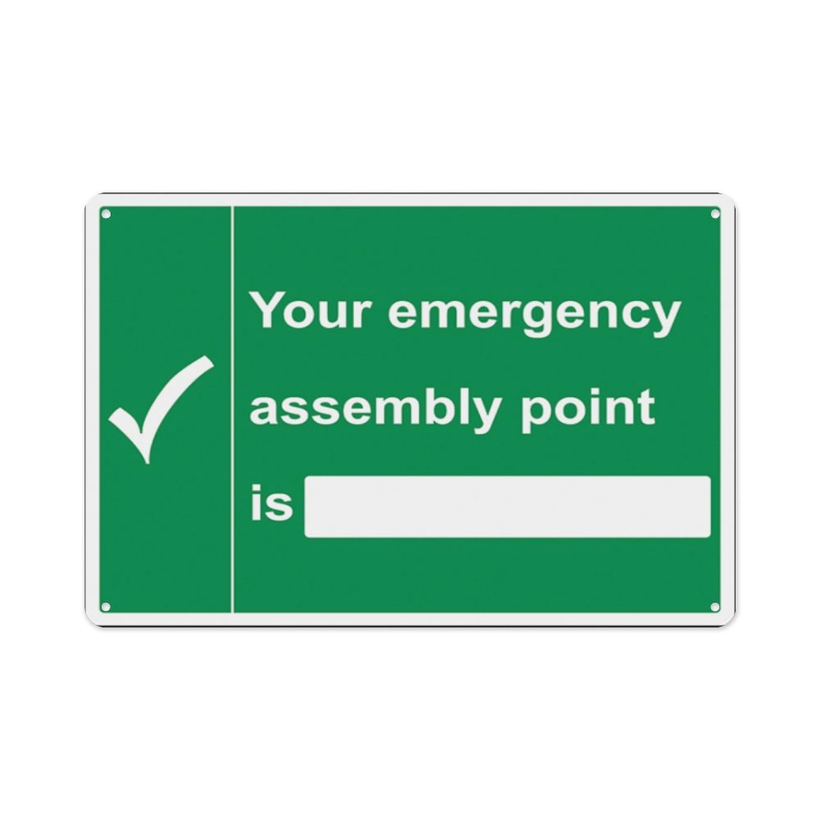 peiyeety Your Emergency Assembly Point Aluminum Tin Warning Signs For Home Outdoor Garden 12X16 Inches