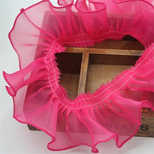 ribete de encaje, 3 yardas, 9 colores, accesorios de ropa DIY, volantes gasa malla hilo doblado 8cm