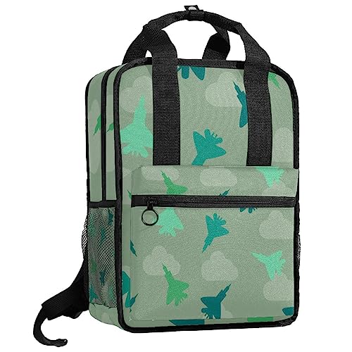 Sac à dos pour garçons motif avions de combat vert 35cm