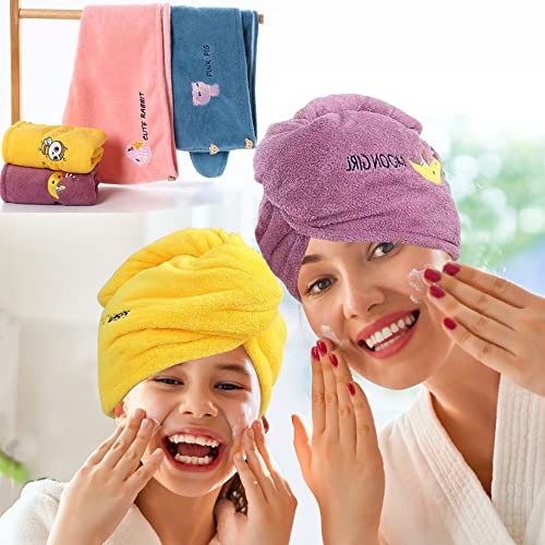 Romasa Hair Drying Towel Upgrade Thickening Microfiber Hair Towel Wrap With Buttons Super Absorbent Twist Turban Shower Gift For Kids And Women (1Pc-Double Layer Thickening) (Purple) #TOP6