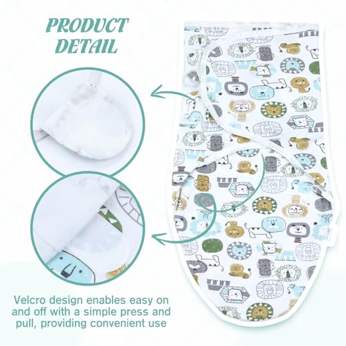 Image of Cinaci 2 Pieces Adjustable Soft Cotton Baby Swaddle Sleep Sacks Hats Newborn Nursery Caps Beanies Bonnets Swaddle Blanket Wraps for Baby Girls Boys Infants Newborns (2PCS S10)