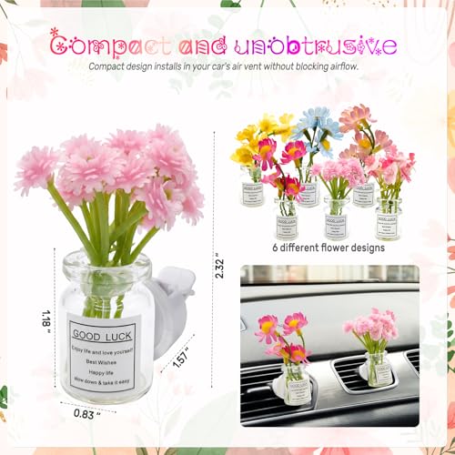 Image of CusDusk 6 Pack Flowers Car Vent Clips, Cute Daisy Plants Vase Air Conditioning Outlet Clip with Fragrance Pads, Charm Scent Perfume Automotive Interior Decorations for Women (6 PCS)