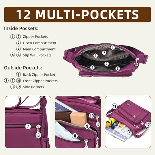 Image of Crossbody Bag for Women,Multi Pockets Cross Body Purses for Women, Ladies Shoulder Bag, Travel Purses and Handbags