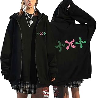 Comprar LaoZan Mujer Sudadera con Capucha Y2K TXT KPOP Manga Larga con Estampado y Cremallera Vintage Hip Pop Pullover Oversized Harajuku Streetwear Sweatshirt
