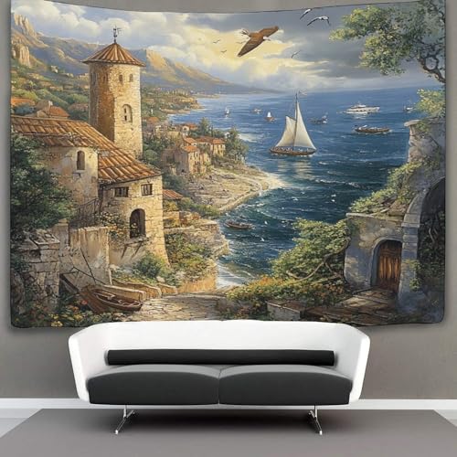 Tapisserie murale plage 3D en polyester doux grand format poster