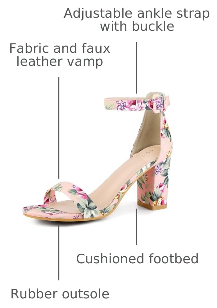Image of Allegra K Women's Floral Print Open Toe Block High Heels Summer Sandals