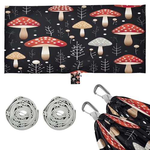 Kigai Mushroom Leaf Camping Hammock Durable & Portable Travel Hammock Holds 330lbs with Tree Strapsm, Pocket, Camping Accessories