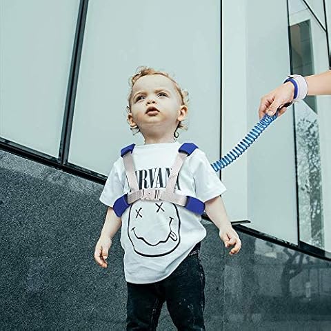 Felly Baby Anti Lost Safety Wrist Strap, Toddler Walking Harness Leash, Security Lock with 360 °Rotation and Retractability Wrist Link Belt Set, Toddler Leash(Harness and Reins,Blue) Cover