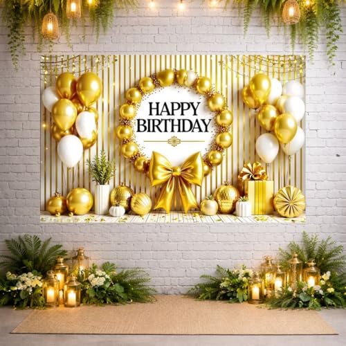 Image of Happy Birthday Theme Backdrop Banner 5x7 ft - Digital Print Cloth Background, Reusable Birthday Party Wall Decoration for Girls, Photo Booth & Stage Decor (BD 4)