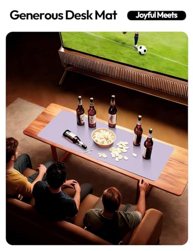 Image of YSAGi Leather Desk Protector, Office Mat, Large Mouse Mat, Non-Slip PU Leather Blotter, Laptop Desk Pad, Waterproof Writing Pad for Office and Home (Light Purple, 47.2 inch x 23.6 inch)