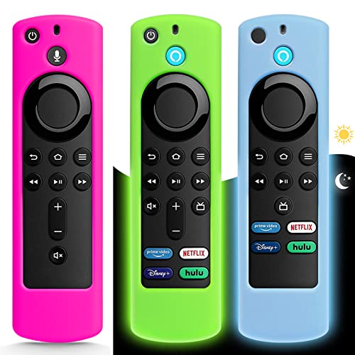 (3Pack) Hilangsan Protective Remote Cover, Streaming Stick TV 4K Cover,Remote Case for TV Stick (3rd Gen) [2021 Release],Light Weight Shockproof Remote Case(Glow Green & Blue,Rose Red Not Glow)
