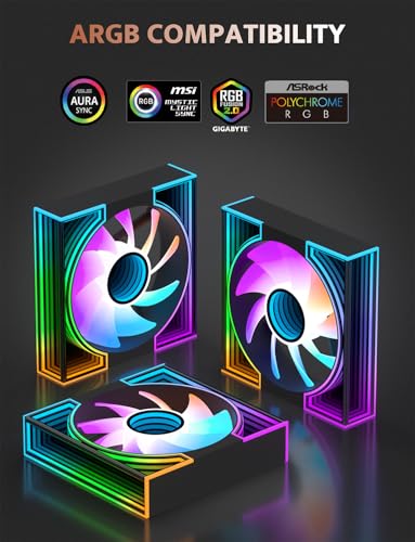 Image of darkFlash DM8 3-Pack 120mm PC Case Fan, Infinity Mirror Case Fans, PWM ARGB Sync, 1600RPM High Airflow 56CFM, Low Noise 32.5dBA, Computer Case Cooler Fan (Black, Forward)