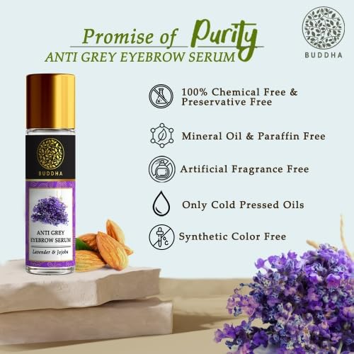 Image of Buddha Natural Grey Eyebrow Serum (10 ml) - Restore Natural Black Brow Color | Eyebrow Enhancer for Natural Black Brows | Eyebrow Care Solution