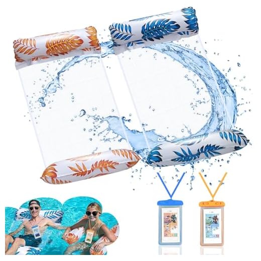 Weeupolfun Hamaca de Agua Inflable, 2 Pcs Hamaca Flotante para Adultos Juguetes de Playa, Flotador de Piscina con Estampado de Hojas de Palma con Tema de Selva Tropical para Fiesta de Verano
