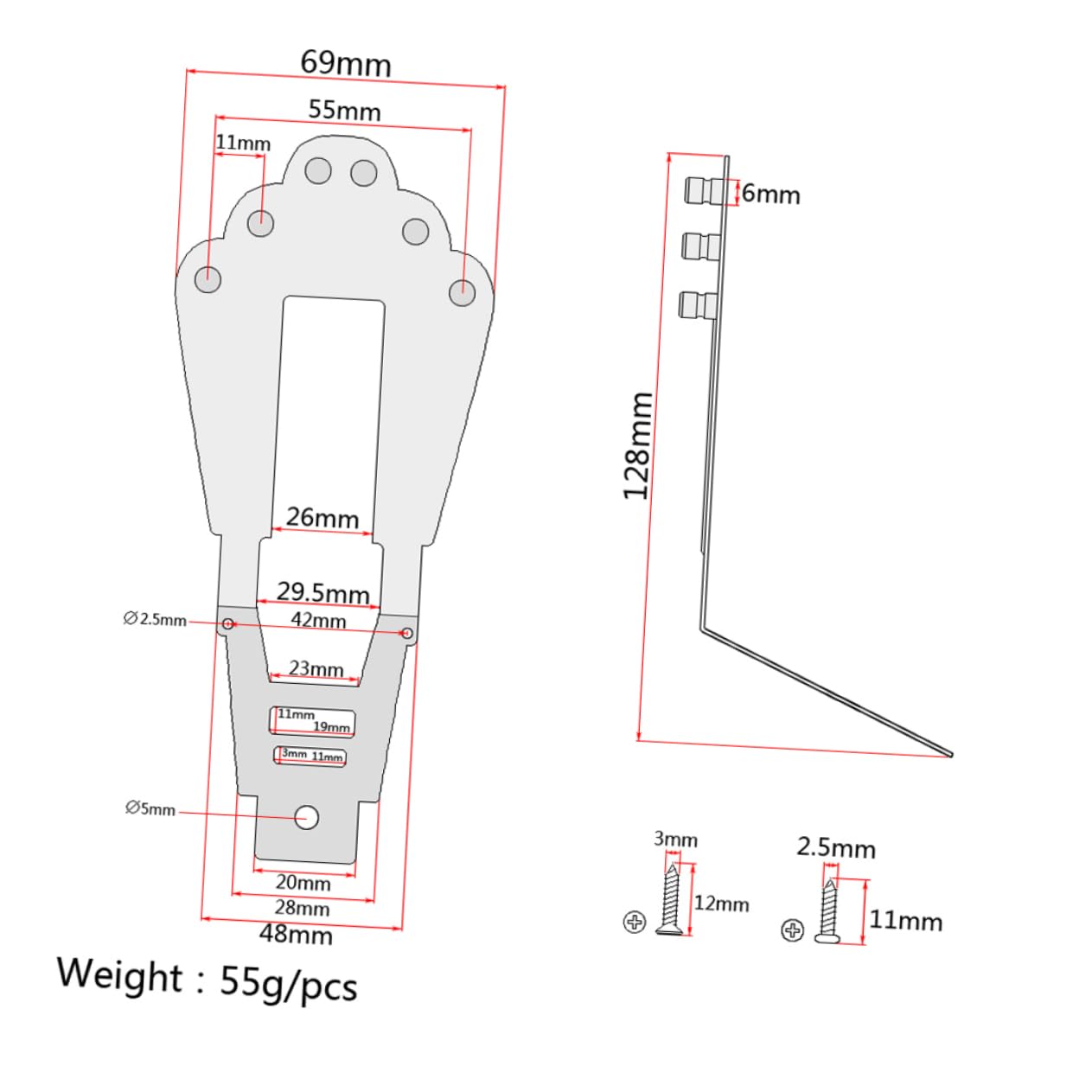 Parliky Ga419 Vintage Electric Guitar Bridge Saddle for 6-string Style with Mounting Screws