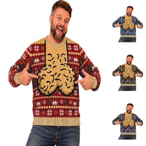 Ugly Christmas Sweater Men Funny Inappropriate Humor Long Sleeve Sweaters - image 1