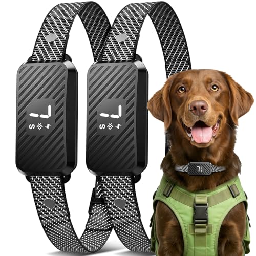 Dog Bark Collar for Large Medium Small Dogs, Effective No-Bark Collar, Smart Barking Collar, Rechargeable Bark Collar with 7 Sensitivity, 3 Modes, IP67 Waterproof, Black, 2 Pack
