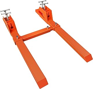 MAHLER GATES Clamp on Pallet Forks 4000LBS Heavy Duty Pallet Forks for Tractor Bucket Loader with Anti-Slip Tongue, Twin Screw Design, Adjustable Stabilizer Bar, 60", Orange