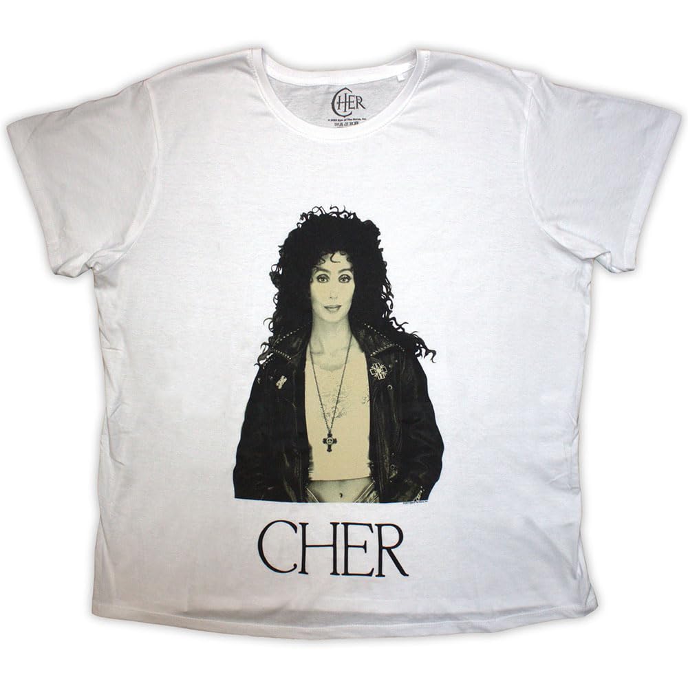 Rock Off Officially Licensed Products Women's Multicoloured Cher T Shirt Heart Of Stone Logo Official Skinny Fit Black S