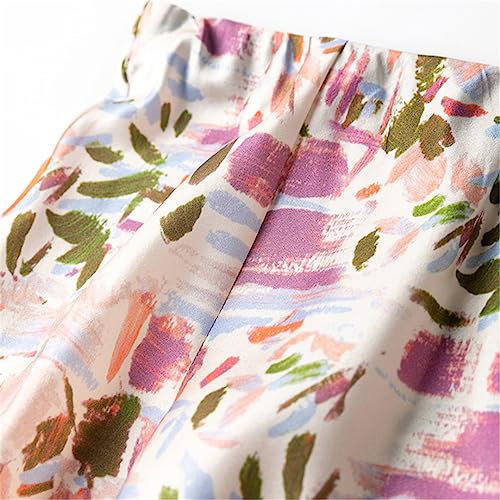 Hdhdeueh Women Mulberry Silk Printed Formal Long Midi Skirt2