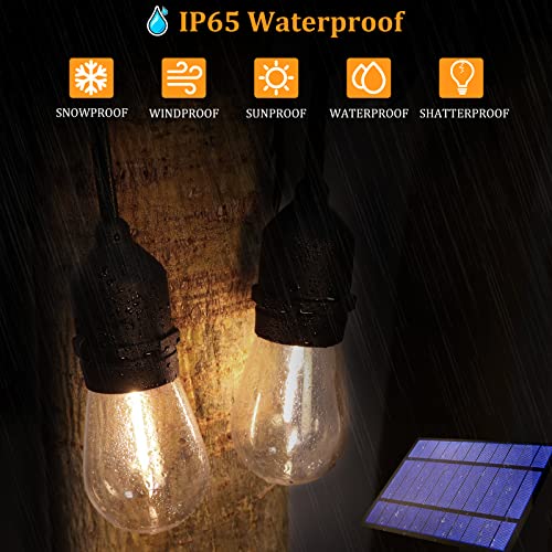 Dott Arts 100FT (2X50FT) Solar String Lights Outdoor Waterproof with Dimmable Remote,3-Color in 1 Outdoor String Lights Solar Power with 2700K-5000K Edison Bulbs,Patio Lights for Outside Backyard - Image 5