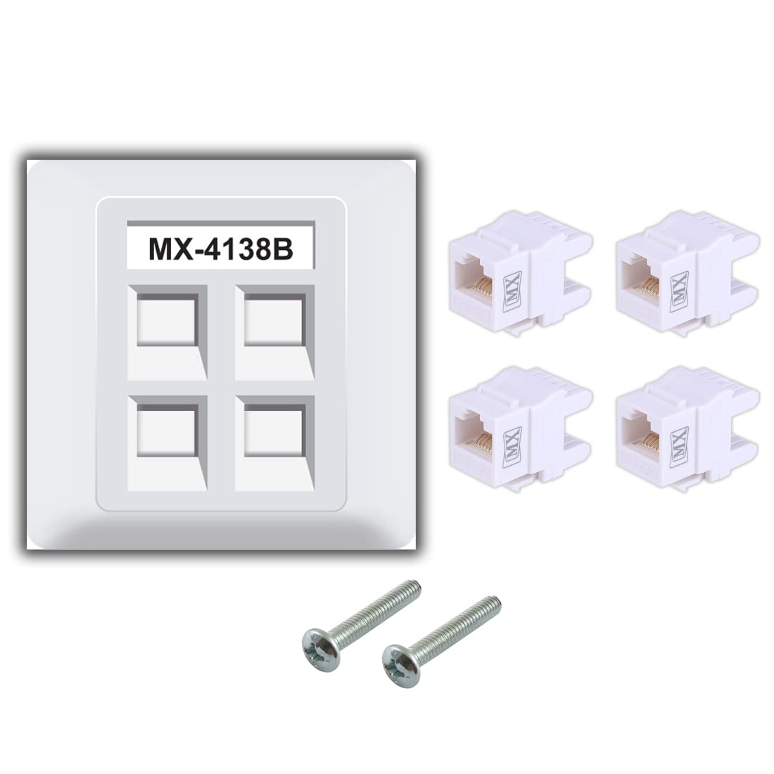 MX Four Port Face Plate with Shutter & Screws Included (Ø 86 x 86 mm) UTP CAT-6A Keystone Jack 180° Additional Extension Female to Female Extender Plug (B0BLKB63BY) Amazon Price History, Amazon Price Tracker