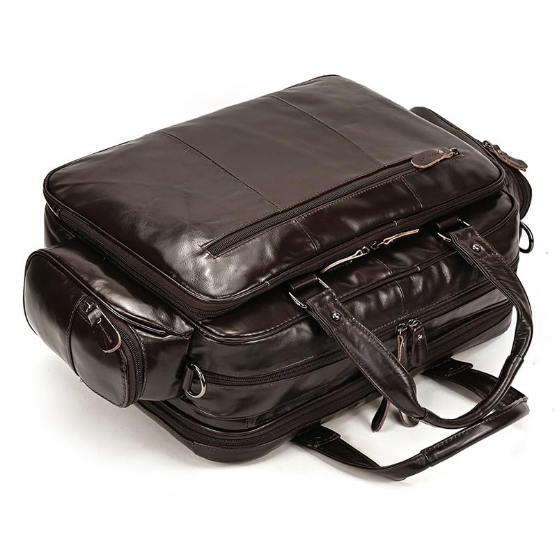 HBJWOV Men's Briefcase Large Capacity Business Oversized Computer Bag Leather Handbag Cowhide Multi-purpose Travel Bag3