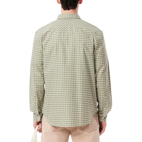 Lacoste Men's Regular Fit Long Sleeve Flannel Shirt, Flour, XX-Large3