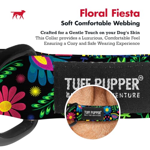 Image of Tuff Pupper Premium Adjustable Dog Collar, Stylish Pattern Collars Designed in USA, Quick Release Buckle, Flora Fiesta XL (1.25 Inch Wide x 20-30 Inch Neck)