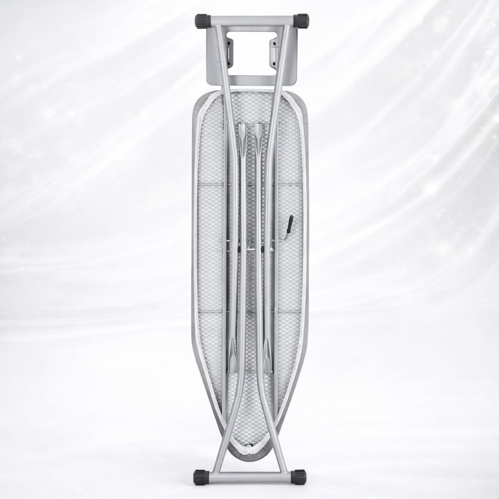 Tabla de Planchar Grande y Plegable con Altura Regulable Desde 70 a 90cm | 120x35cm | Estructura metálica | Soporte de Plancha Antideslizante | Funda rellena de algodón Resistente al Calor | Ligera