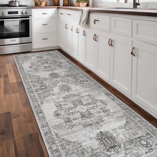 RUUGME Rug Runners 3x10 - Washable Hallway Rugs for Living Room Soft Stain Resistant Carpet for Bedroom Kitchen Bathroom with Non Slip Backing Home Decor Floor Decoration Mat 3x10 Grey