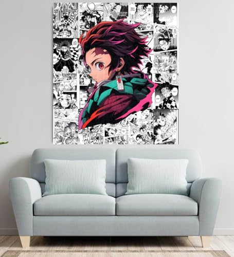 Image of Moment Prints Tanjiro Manga Collage Poster Set 2 - Set of 20, 210 mm x 297 mm, 300 GSM Paper, Tanjiro Posters, Tanjiro Kamado Poster (Tanjiro Manga 1) - Glue Dots Included, Cardstock