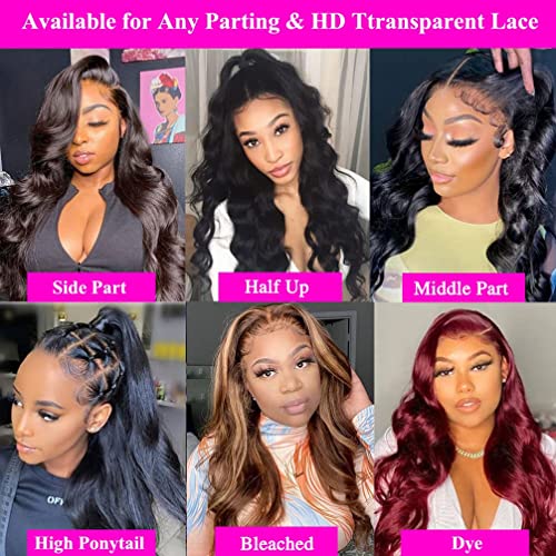 Image of Srakuw 13x4 Lace Front Wigs for Black Women 180 Density Bob Wig Human Hair Brazilian Body Wave Human Hair Wigs HD Lace Frontal Wig (16 Inch)