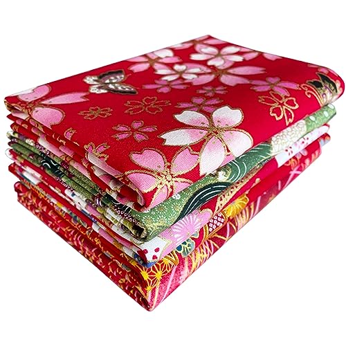 Jukway Lot de 5 grands carrés de tissu en coton - 71 x 50 cm - Motifs de style oriental - En pur coton bronzant - Pour couture, matelassage, patchwork,...