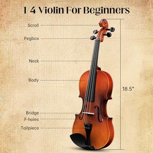 image for Ktaxon 1/4 Violin, Full Size Acoustic Fiddle, Matte Finish Beginner Ki