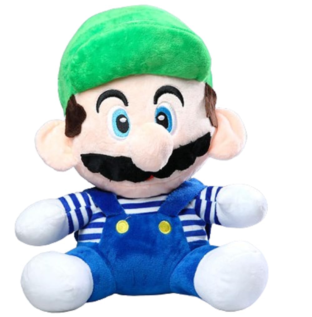 A Little Swag Super Cute Green Luigi Stuffed Toys, Plush Cartoon Characters Teddy Bear for Girls, Boys, Kids, Mario Fans, Birthday Gift, Theme Parties, Home Decor
