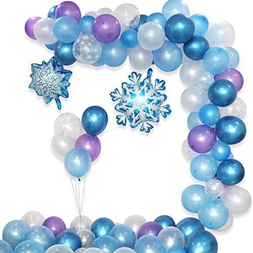 GREMAG Frozen Balloon Garland Arch Kit 62Pcs 16Ft Long 12 Birthday Party Supplies, Snowflake Decorations, Frozen Party Decorations, Frozen Balloons, Snowflake Balloons for Birthday, Frozen Party