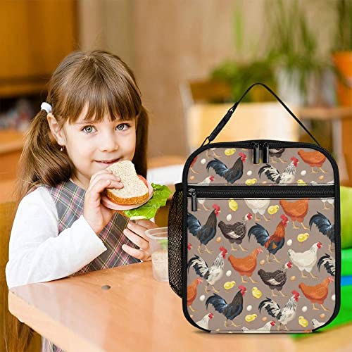 Seimiydf Roosters And Chickens Reusable Lunch Bag For Boys, Girls, Men, Women, Insulated Portable Lunch Box Leakproof Cooler Tote Bag For School Office Work Picnic Beach #TOP6